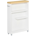 kleankin Carrello Portaoggetti per il Bagno in Legno Bianco Stretto 13cm e con 4 Ruote