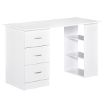 Homcom Scrivania moderna con 3 Cassetti e Ripiani in Legno Bianco 120x49x72cm
