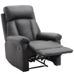 HOMCOM Poltrona Relax Reclinabile Imbottita Ergonomica con Poggiapiedi Ecopelle 80 × 97 × 107cm Nero