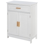 kleankin Mobiletto per Bagno o Camera da Letto in MDF Bianco Impermeabile con Cassetto e Armadietto, 59 x 29 x 80cm