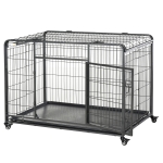 PawHut Kennel Gabbia per Cani Pieghevole con Freno e Fondo Rimovibile - Grigio