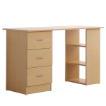 Homcom Scrivania moderna con 3 Cassetti e Ripiani in Legno Naturale 120x49x72cm
