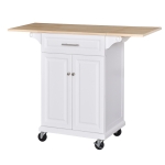 Homcom Carrello da Cucina Espandibile in Legno Bianco con 1 Cassetto e 1 Armadietto