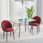 Homcom Set 2 Sedie per Sala da Pranzo Imbottite dal Design Nordico in Metallo e Velluto Bordeaux
