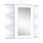 Homcom Mobiletto Pensile con Specchio e Mensole per Bagno in Legno Bianco 66 x 17 x 63 cm