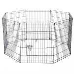 PawHut Recinto per Cani Gatti Cuccioli Roditori Recinzione Rete Gabbia 8 Pezzi 76 x 61cm Nero