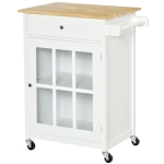 HOMCOM Carrello Cucina Salvaspazio Multiuso con Cassetto, Armadietto e 4 Ruote, in Legno Bianco, 67x48x86.5cm - Bianco