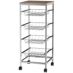 Homcom Carrello da Cucina con Cesti Estraibili in Acciaio e Ruote, 36.5x36.5x89cm
