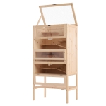PawHut Kleintierkäfig 4 Etagen 60 cm x 40 cm x 120 cm Holz