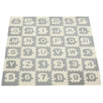 HOMCOM Tappeto Puzzle per Bambini con Lettere e Numeri, in Schiuma EVA Antiscivolo - Bianco Grigio