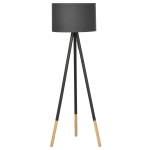 Lampadaire trépied style scandinave bois de caoutchouc