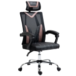 Vinsetto Sedia da Ufficio Ergonomica con Supporto Lombare e Cervicale, Altezza Regolabile e Inclinazione, 58x62.5x112-120cm - Nero