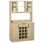 HOMCOM Mobile Credenza Alta da Cucina con Cassetto, 4 Armadietti, Mensole e Portabottiglie, in Legno Rovere