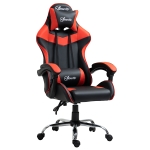 Vinsetto Silla Gaming Ergonómica Silla para gamers Silla para Videojuegos Reclinable y Giratoria con Altura Ajustable Reposacabezas y Cojín Lumbar 63x67x119-127 cm Rojo y Negro