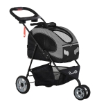 PawHut Passeggino per Cani Design 5 in 1 Piccoli Max. 8kg con Trasportino Staccabile, Passeggino per Gatti Pieghevole, Nero Grigio, 100x45x92cm