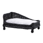 PawHut Lettino per cani Animali Domestici Chaise Longue in Vimini con Cuscino Nero