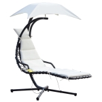Outsunny Transat Suspendu pour Bain de Soleil Blanc 126 x 80 x 26 cm