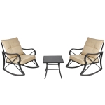 Ensemble de jardin 3 pièces acier époxy noir coussins polyester