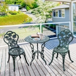 Ensemble jardin 2 places fonte d'aluminium vert vieilli
