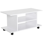 HomCom Mobile porta TV in Legno con Ruote, Bianco, 80x40x40cm