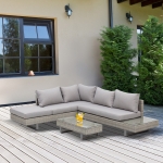 Ensemble salon de jardin d'angle 5 places design contemporain gris