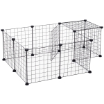 PawHut Ren, box, kooi voor kleine dieren, metalen rooster flexibel omvormbaar