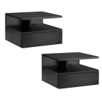 Lot de 2 tables de chevet murales - tiroir coulissant, niche, plateau