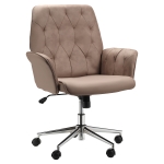 Vinsetto Tufted Ergonomic Desk Chair w/ Armrest & 360° Swivel Base - Coffee Brown