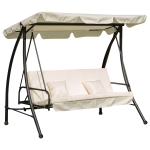 Outsunny Dondolo reclinabile 3 Posti con Tettuccio, Crema, 200x125x170cm