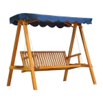 Outsunny Dondolo da Giardino 3 Posti con Baldacchino in Legno 200x 130x 185cm