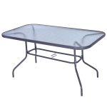 Outsunny Gartentisch mit Schirmöffnung, Hartglas, Metall, Carbongrau, 140 x 80 x 70 cm