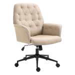 Vinsetto Tufted Ergonomic Desk Chair w/ Armrest & 360° Swivel Base - Beige
