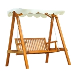 Outsunny Dondolo da Giardino 2 Posti in Legno di Pino con Tettuccio Parasole, Bianco