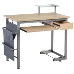 Bureau informatique multimédia multi-rangements design contemporain acier MDF chêne clair
