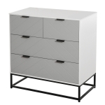 HOMCOM Cómoda de Noche Cómoda con 4 Cajones Almacenaje para Dormitorio y Salón con Base Elevada y Diseño Antivuelco 80x40x79 cm Blanco Gris y Negro