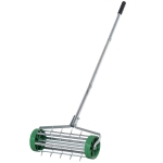 Outsunny Garden Rolling Lawn Aerator Heavy Duty Steel Grass Roller w/ Adjustable Handle