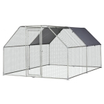 PawHut Gallinero de Exterior 2,8x3,8x1,95 m Jaula con Cerradura para Aves de Corral de Metal Galvanizado y Cubierta Oxford