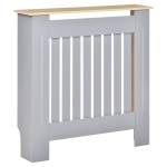HOMCOM Mobile Copricalorifero in MDF e Legno Truciolare, Design a Doghe con Mensola Superiore - Grigio