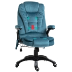 Vinsetto Faux Velvet Reclining Heated Massage Office Chair Blue
