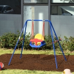 Outsunny Altalena per Bambini in Metallo e Seggiolino con Cintura di Sicurezza