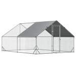 PawHut Gallinero de Exterior Grande 3x4x2 m Jaula para 8-12 Gallinas Cercado de Acero Galvanizado con Techo de PE y Cerradura para Conejos Aves de Corral Plata