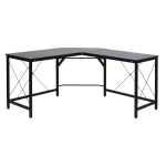 HOMCOM Escritorio Mesa de Ordenador PC para Oficina Hogar Tipo Mesa Esquinera Forma L Marco Acero 150x150x76cm Negro