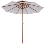 Outsunny Ombrellone da Giardino Terrazzo in Legno con Doppio Tetto Impermeabile, Crema, Φ2.7×2.6m