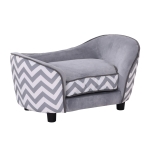 PawHut Sofá para Mascotas Sofá Acolchado para Perros y Gatos de Madera con Cojín Grueso Patas y Bolsillo de Almacenaje 68,5x40,5x40,5 cm Gris