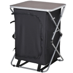 OUTSUNNY Outdoor Camping Cupboard Foldable Kitchen Station Cook Table with 3-Shelf, Storage Organiser for BBQ Party Picnics Backyards w/ Carrying Bag