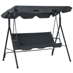 Outsunny Baloiço de Jardim de 3 Lugares com Almofada Toldo Ajustável e Estrutura de Metal para Balcão Terraço Patio Carga Máx. 200kg 172x120x153cm Cinza