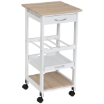 HOMCOM Multi-tier Rolling Kitchen Trolley Serving Cart with 3-Bottle Wine Rack, 1 Drawer, 1 Tray