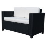 Outsunny Wicker 2 Seater Rattan Sofa Outdoor Garden Wicker Weave Furniture Patio 2-Seater Double Couch Loveseat-Black
