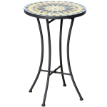 Outsunny Masuta de Gradina din Metal cu Blat din Mozaic Ceramic, Ф35.5x53.5cm, Multicolor