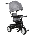 HOMCOM Kinderdreirad mit Schiebegriff, Metall+Kunststoff, Grau+Schwarz, 78 x 47 x 99 cm
